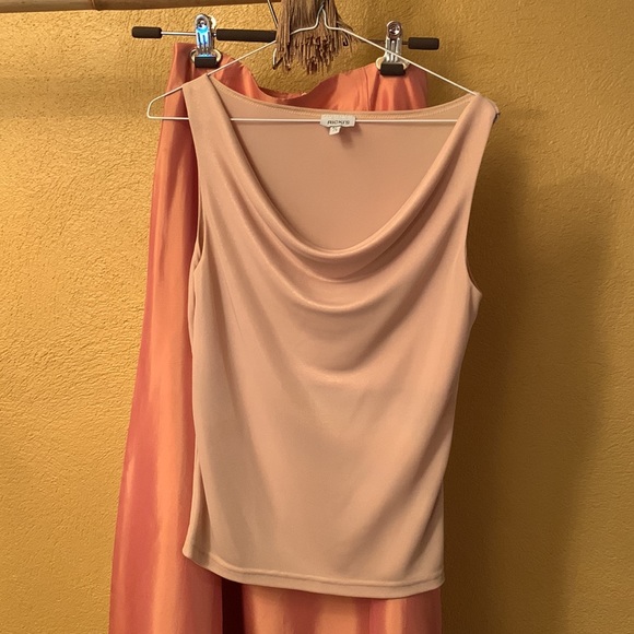 Ball Gown Bottom, High-waisted gown bottom, Size 8, Iridescent Orange with top. - Picture 4 of 14